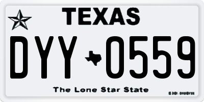TX license plate DYY0559