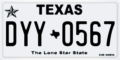 TX license plate DYY0567