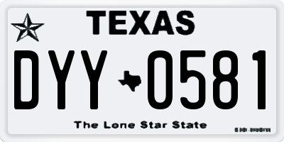 TX license plate DYY0581