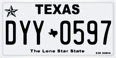 TX license plate DYY0597