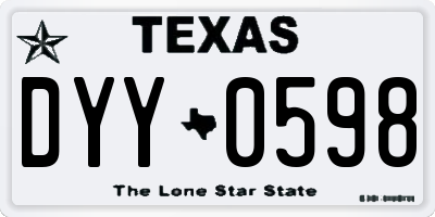 TX license plate DYY0598