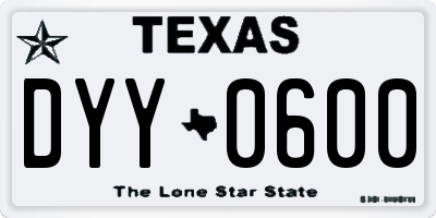 TX license plate DYY0600