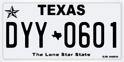 TX license plate DYY0601