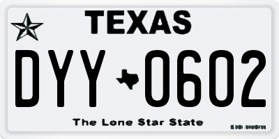 TX license plate DYY0602
