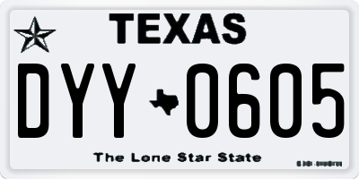 TX license plate DYY0605