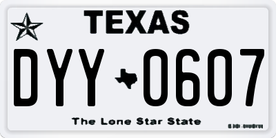 TX license plate DYY0607