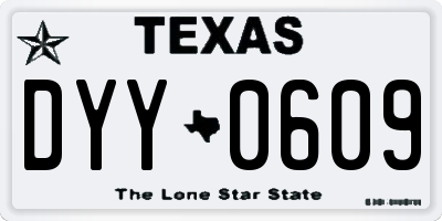 TX license plate DYY0609
