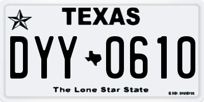 TX license plate DYY0610