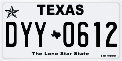 TX license plate DYY0612