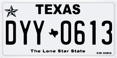TX license plate DYY0613