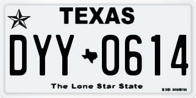 TX license plate DYY0614