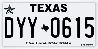 TX license plate DYY0615