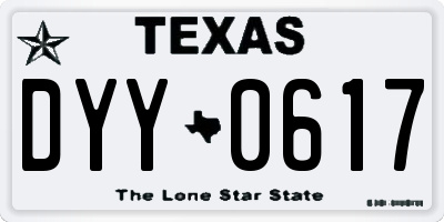 TX license plate DYY0617
