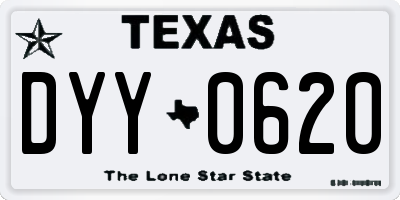 TX license plate DYY0620