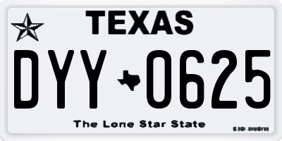 TX license plate DYY0625