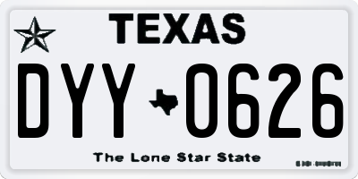 TX license plate DYY0626