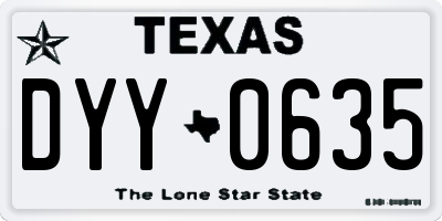 TX license plate DYY0635