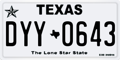 TX license plate DYY0643