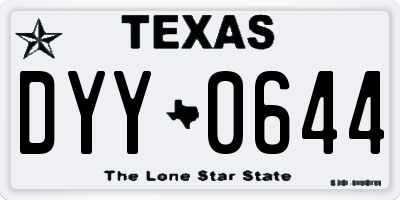 TX license plate DYY0644