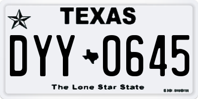 TX license plate DYY0645