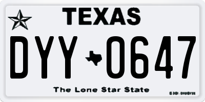 TX license plate DYY0647