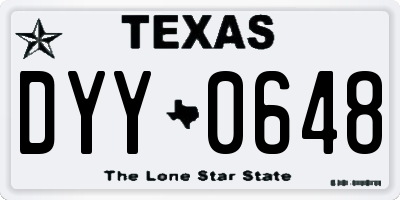 TX license plate DYY0648