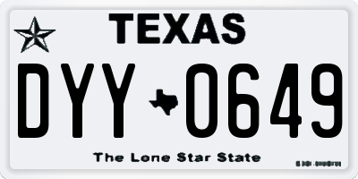 TX license plate DYY0649