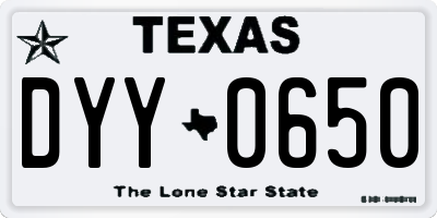 TX license plate DYY0650