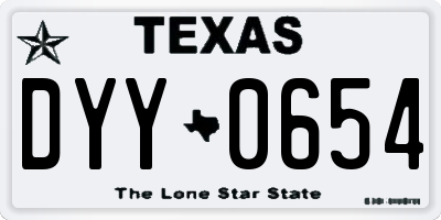TX license plate DYY0654