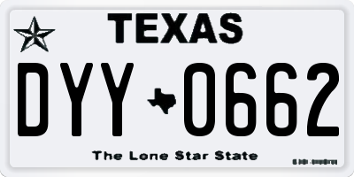 TX license plate DYY0662