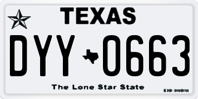 TX license plate DYY0663
