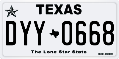 TX license plate DYY0668