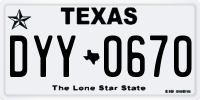TX license plate DYY0670