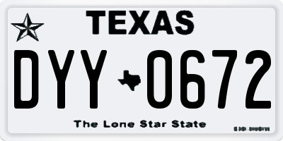 TX license plate DYY0672