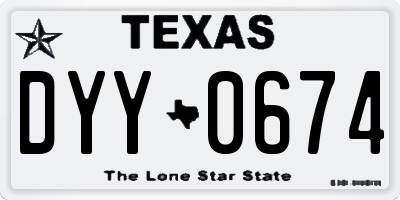 TX license plate DYY0674