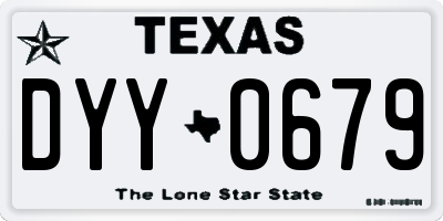 TX license plate DYY0679