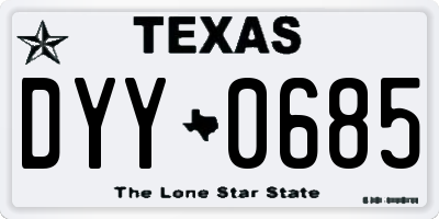 TX license plate DYY0685