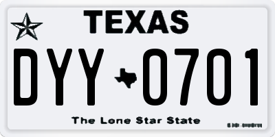 TX license plate DYY0701