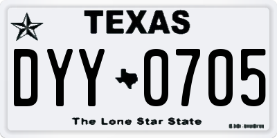 TX license plate DYY0705
