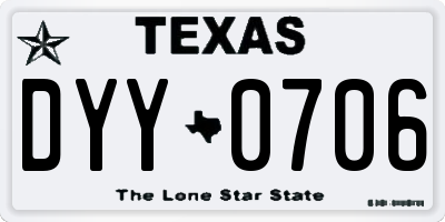 TX license plate DYY0706