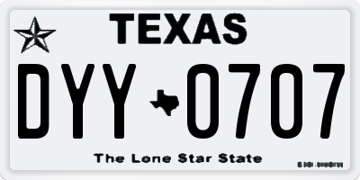TX license plate DYY0707