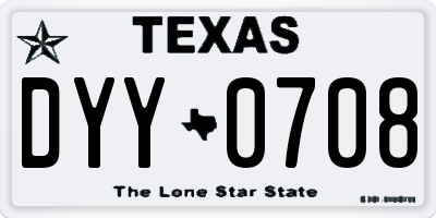 TX license plate DYY0708
