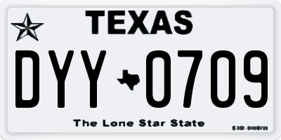 TX license plate DYY0709