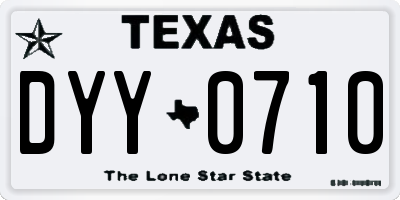 TX license plate DYY0710