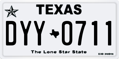 TX license plate DYY0711