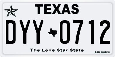 TX license plate DYY0712