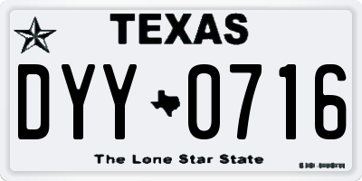 TX license plate DYY0716