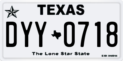 TX license plate DYY0718