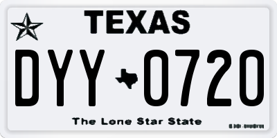 TX license plate DYY0720
