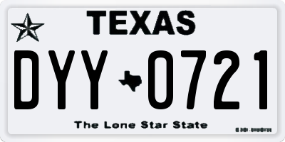 TX license plate DYY0721